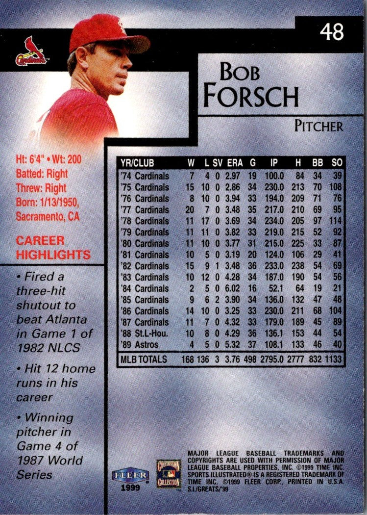 1999 Sports Illustrated Greats of the Game Bob Forsch