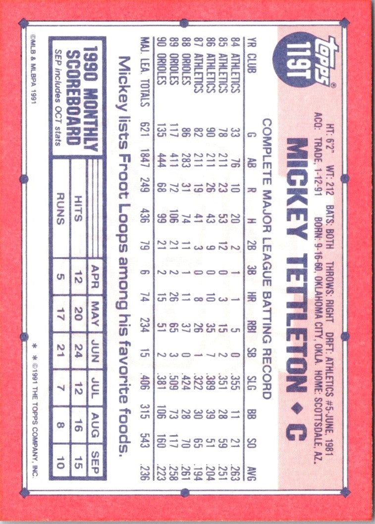 1991 Topps Traded Mickey Tettleton