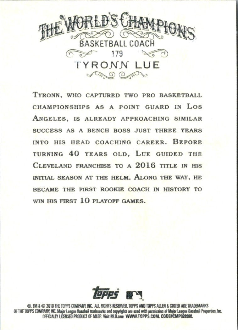 2018 Topps Allen & Ginter Tyronn Lue
