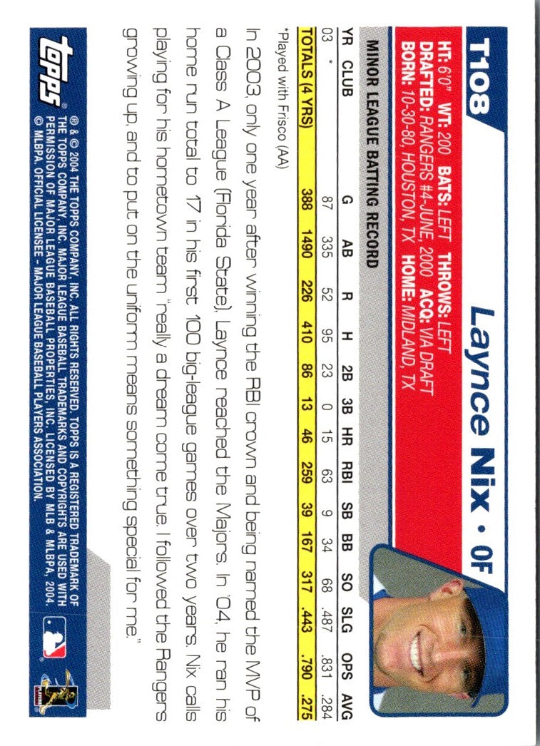 2004 Topps Traded & Rookies Laynce Nix