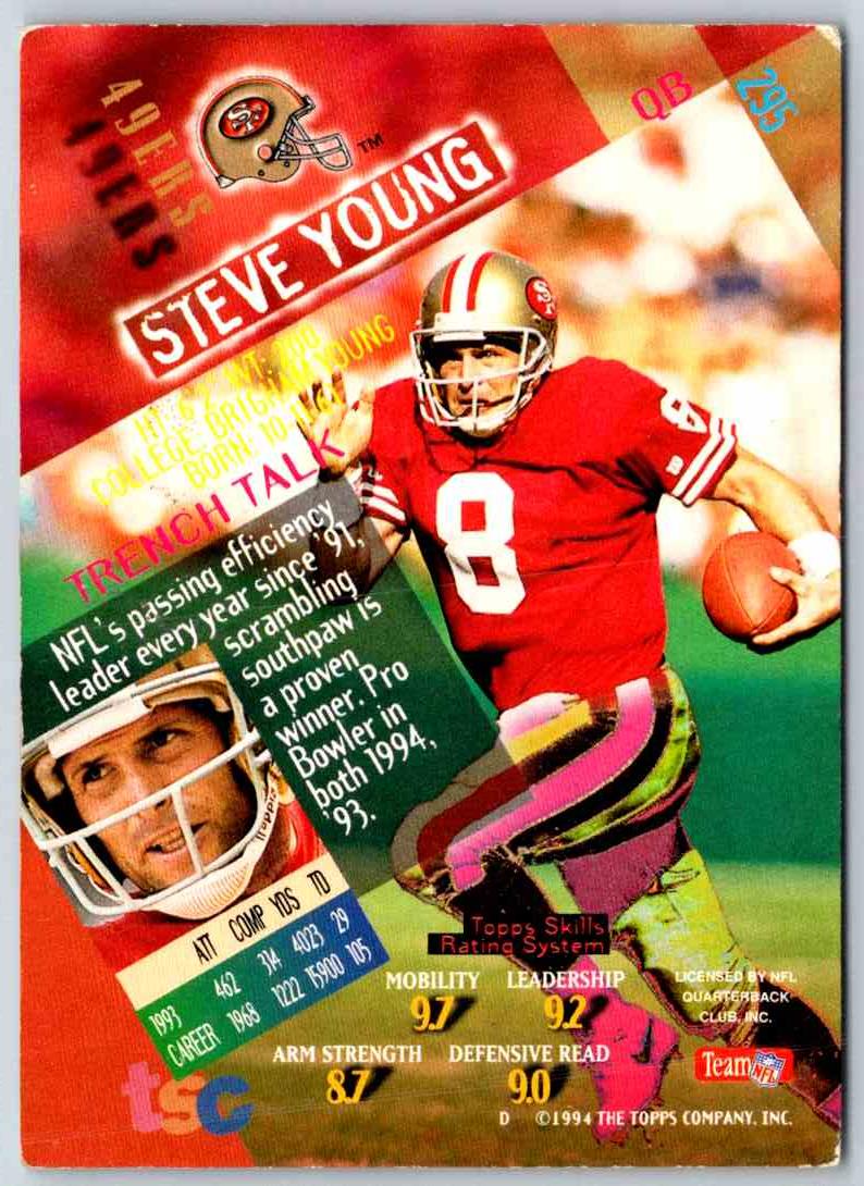 1994 Topps Stadium Club Football Steve Young