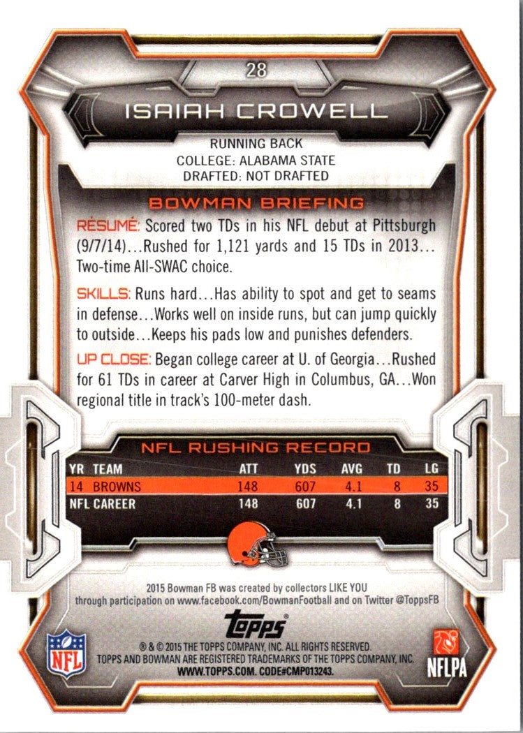 2015 Bowman Isaiah Crowell