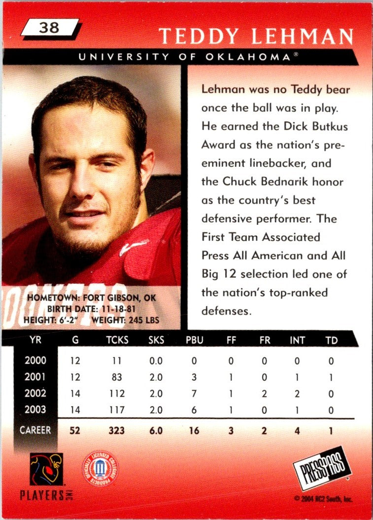 2004 Press Pass Teddy Lehman