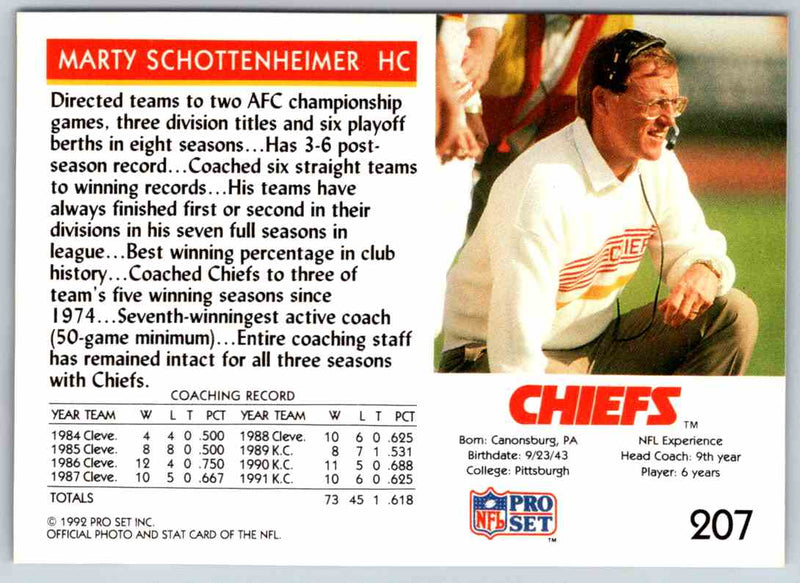 1992 Proset Marty Schottenheimer