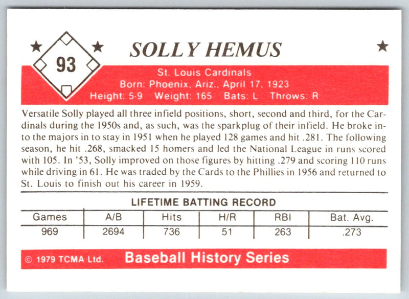 1979 TCMA 50's Solly Hemus