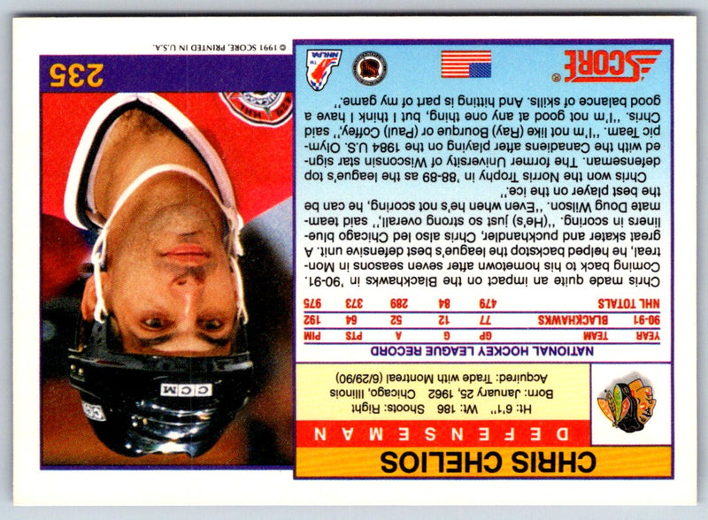 1991 Score American Chris Chelios