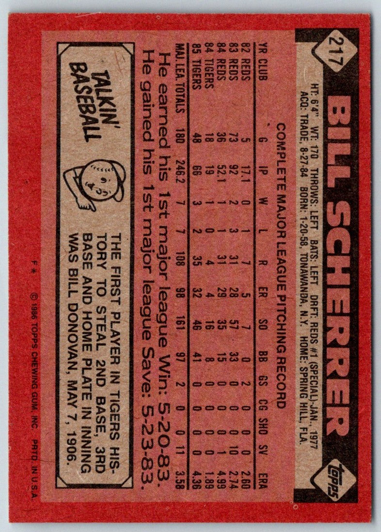 1986 Topps Bill Scherrer