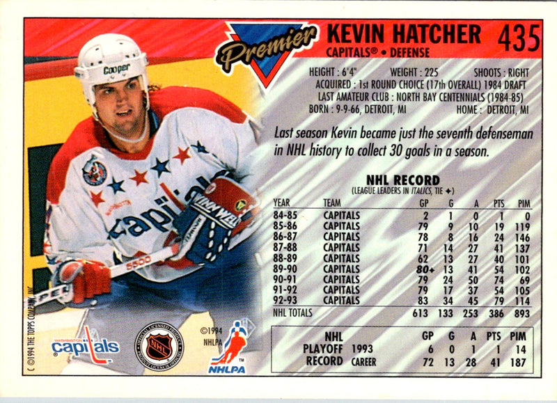 1993 Topps Premier Kevin Hatcher