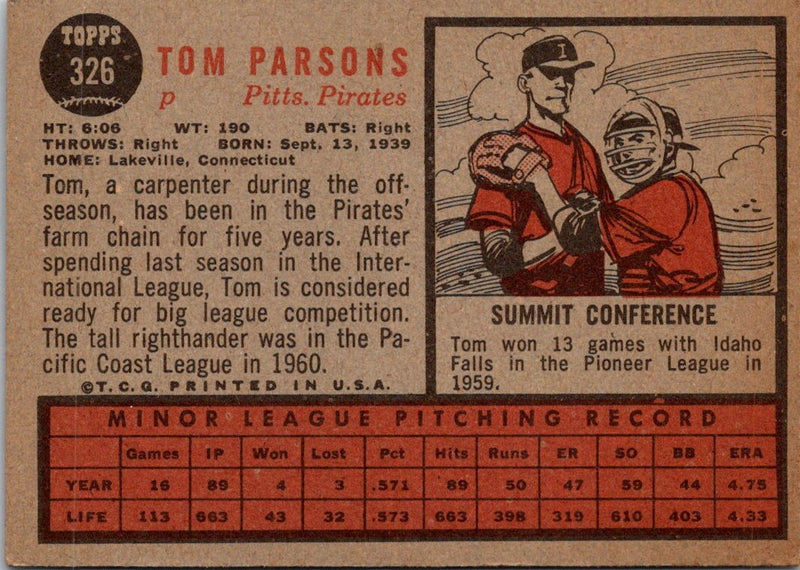 1962 Topps Tom Parsons