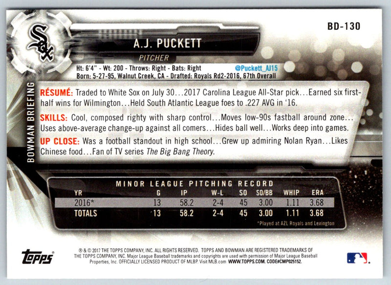 2017 Bowman Draft A.J. Puckett