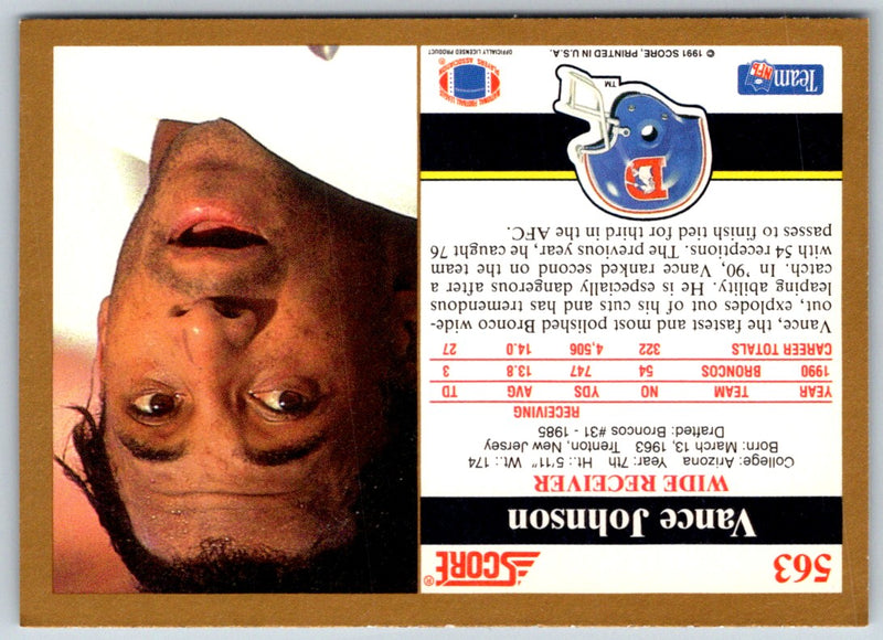 1991 Score Vance Johnson