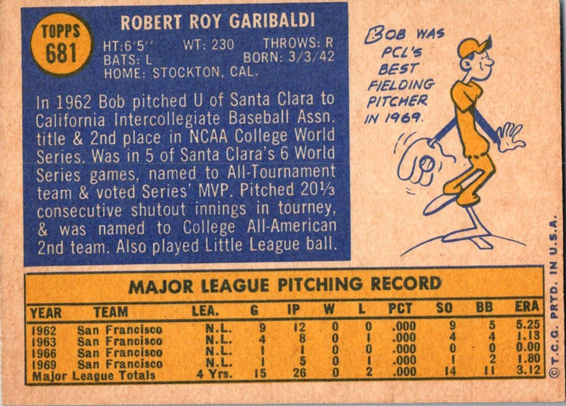 1970 Topps Bob Garibaldi