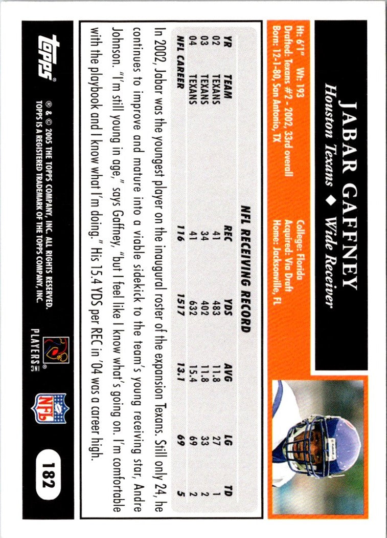 2005 Topps Jabar Gaffney