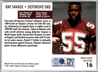 1991 Pro Set WLAF Inserts Ray Savage #16