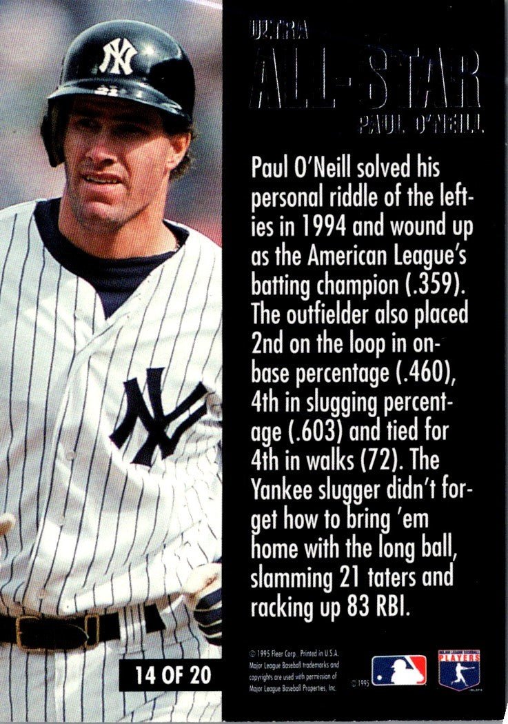 1995 Ultra All-Stars Gold Medallion Paul O'Neill