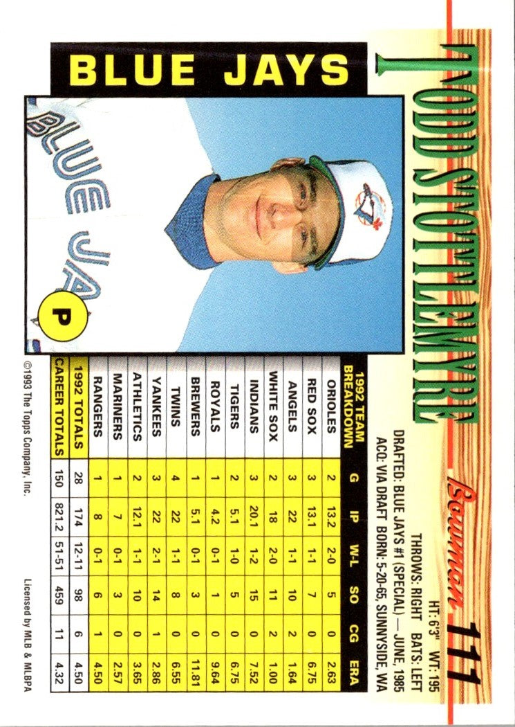 1993 Bowman Todd Stottlemyre