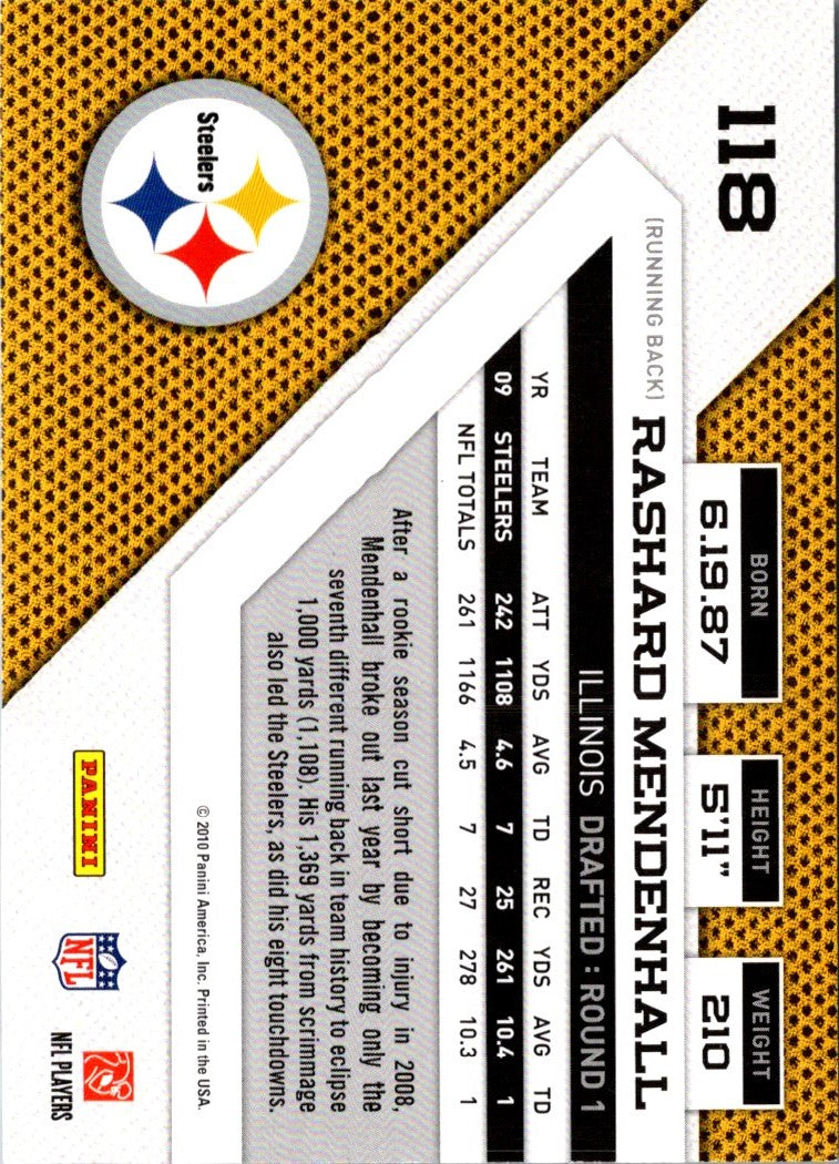 2010 Panini Threads Rashard Mendenhall