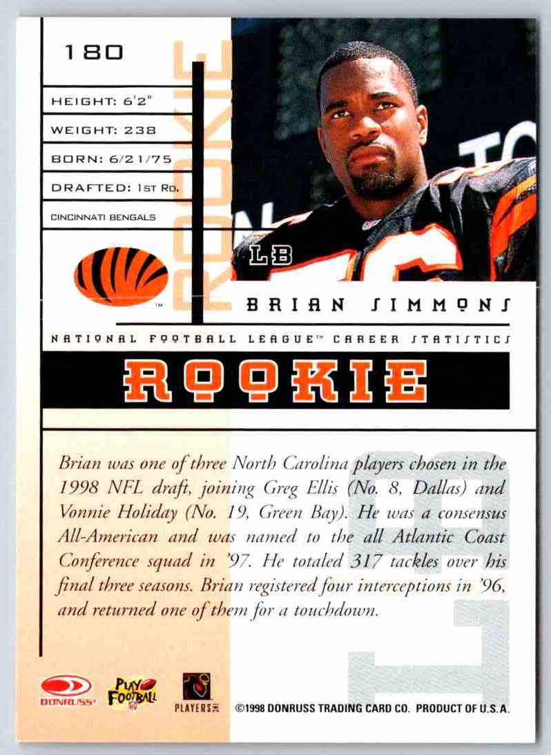 1998 Leaf Rookies And Stars Brian Simmons