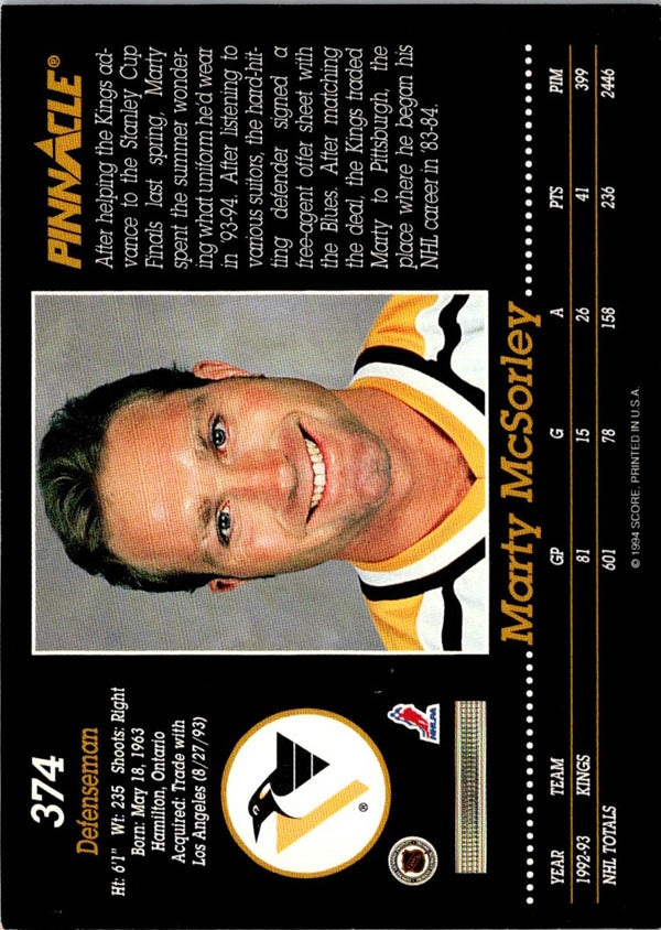 1993 Pinnacle Marty McSorley #374