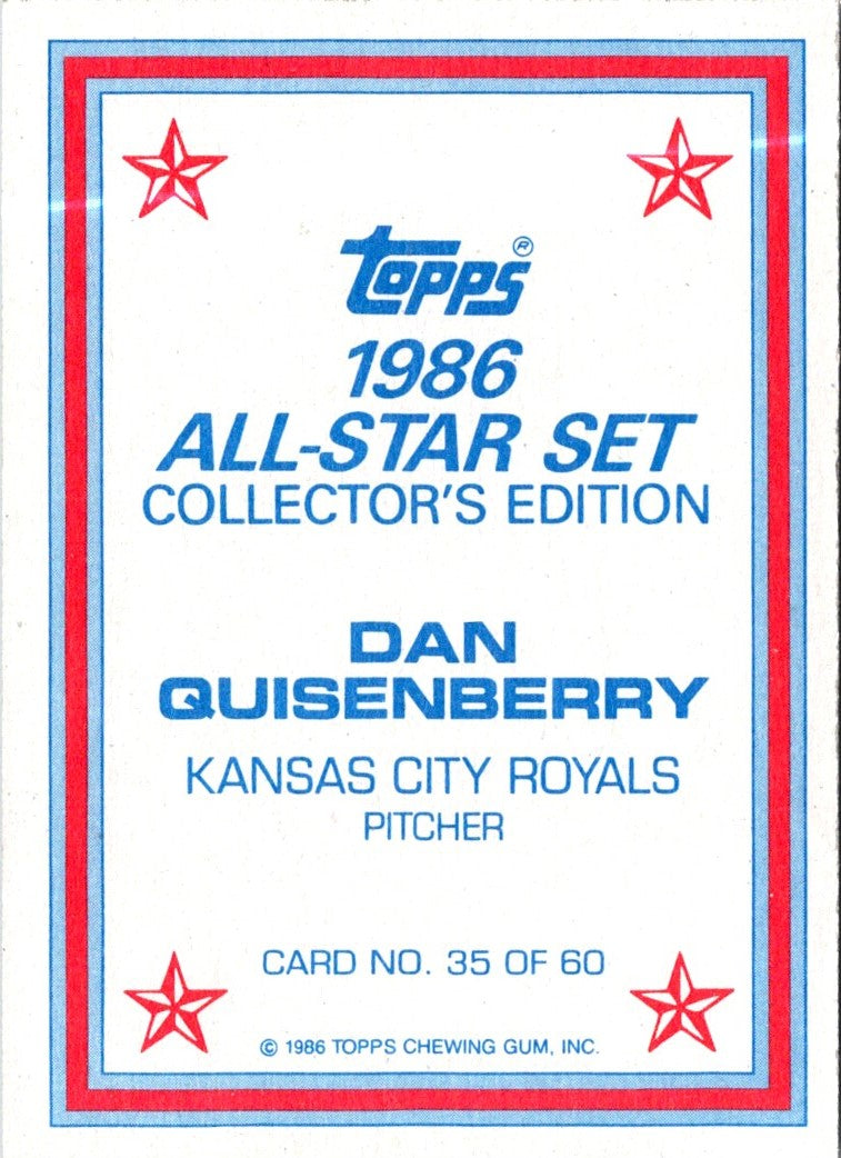 1986 Topps Glossy Send-Ins Dan Quisenberry