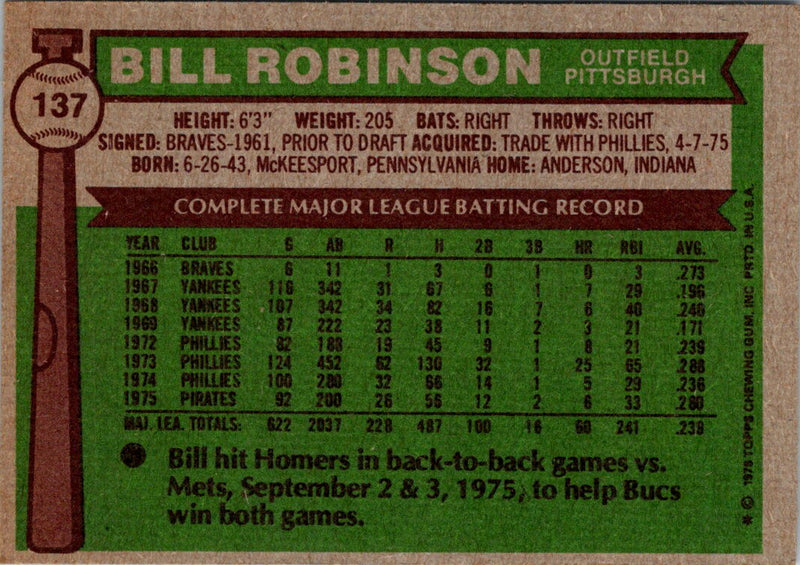 1976 Topps Bill Robinson