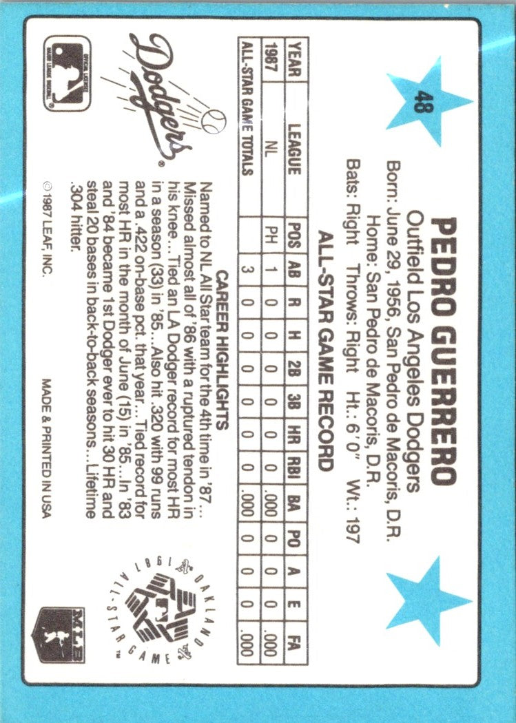 1988 Donruss All-Stars Pedro Guerrero