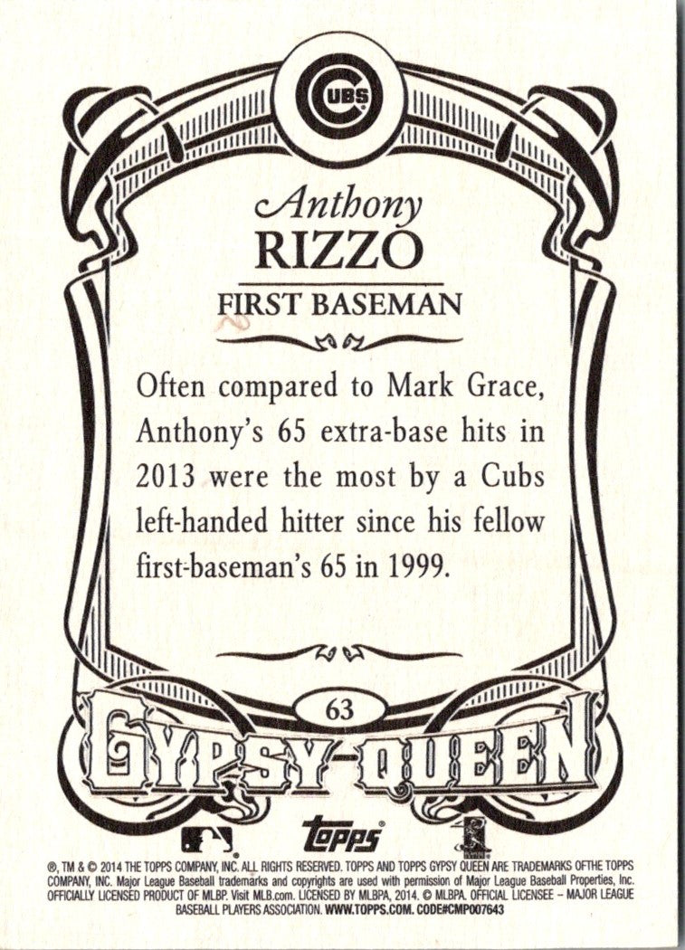 2014 Topps Gypsy Queen Anthony Rizzo