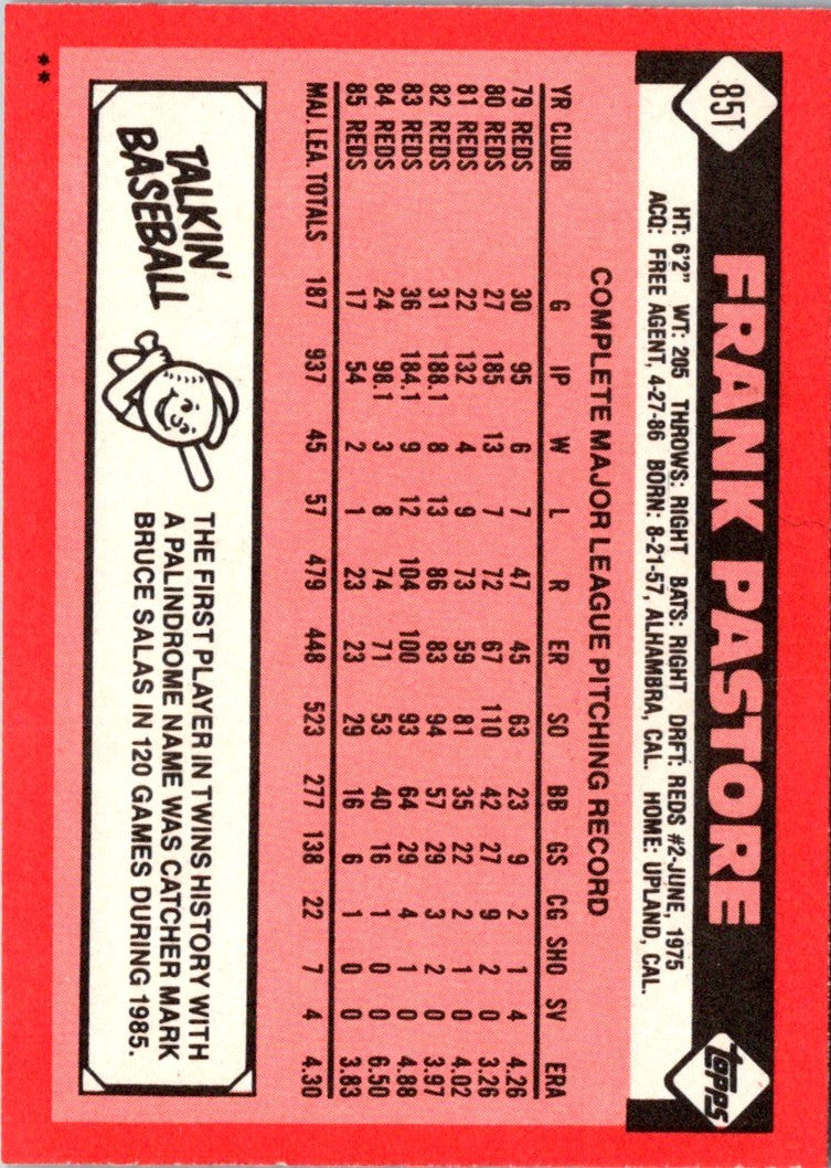 1986 Topps Traded Frank Pastore