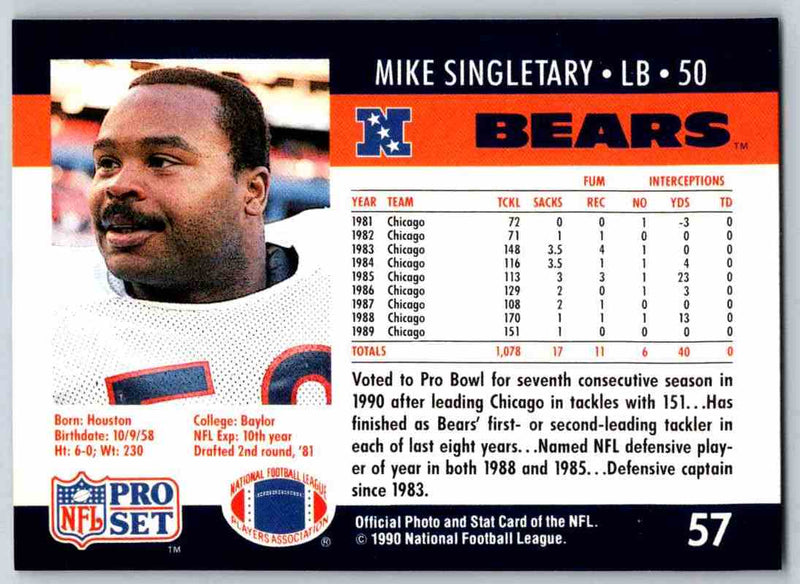 1990 Pro Set Mike Singletary