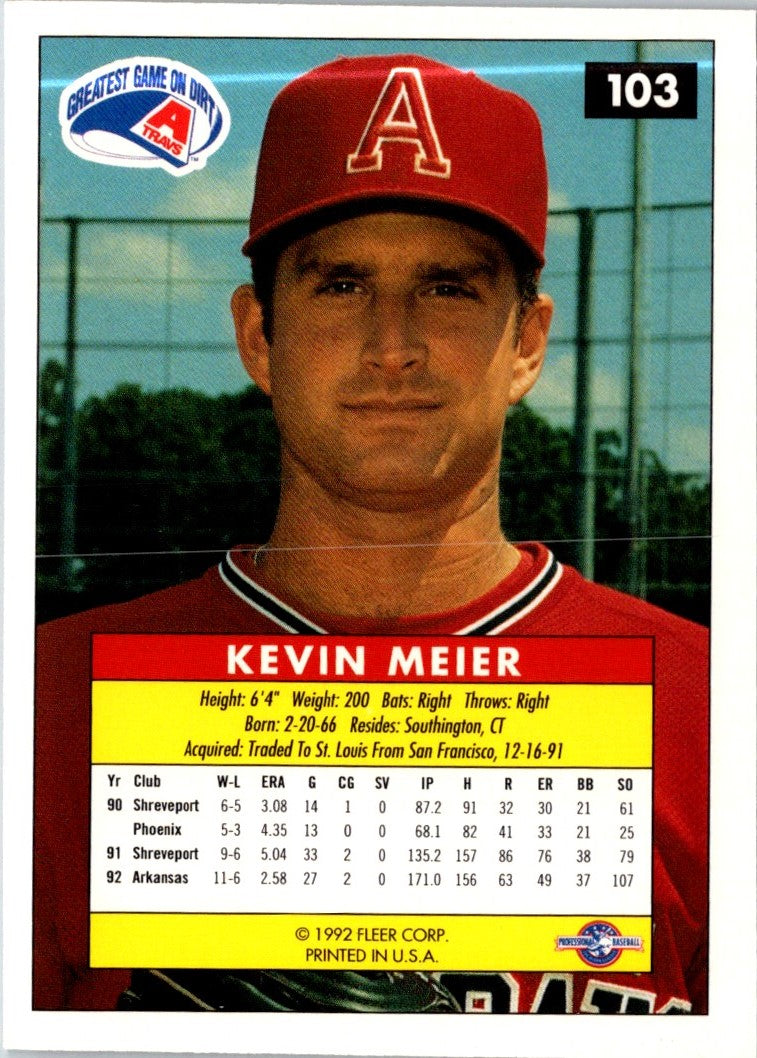 1992 Fleer Excel Kevin Meier