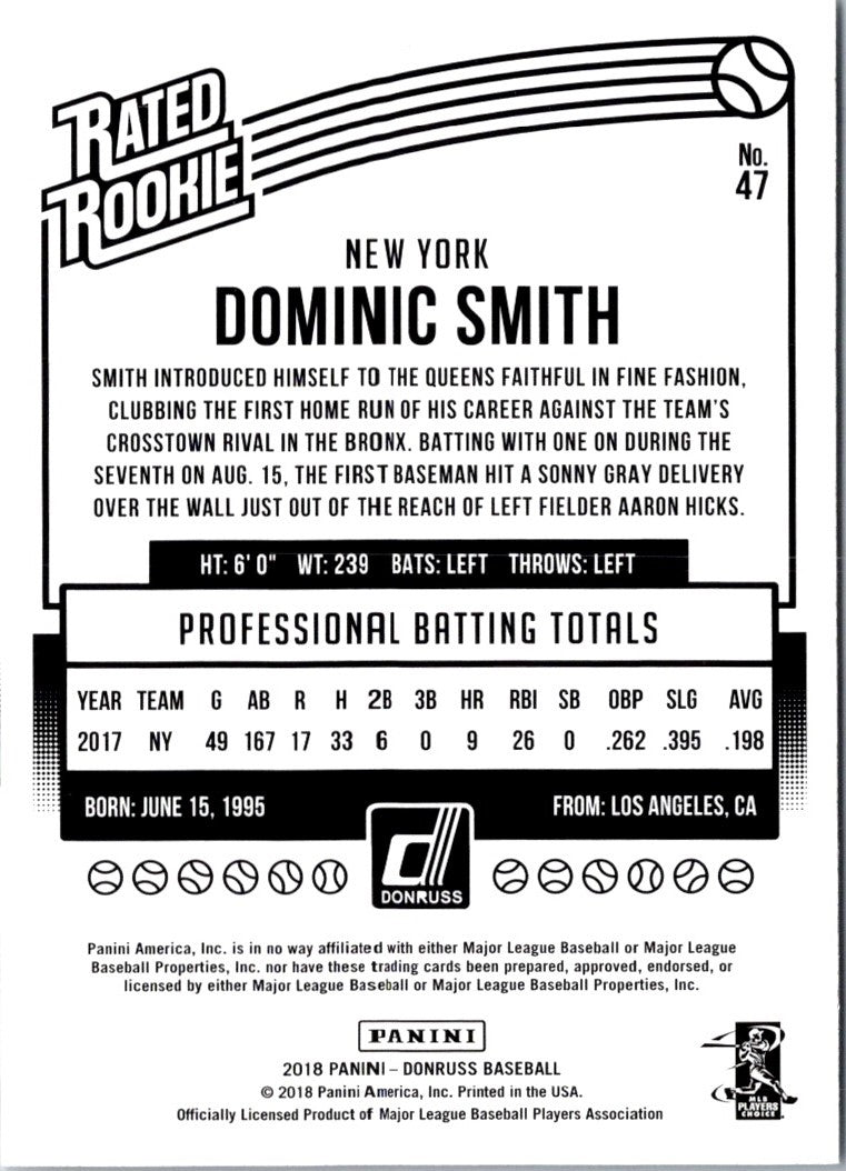 2018 Donruss Dominic Smith