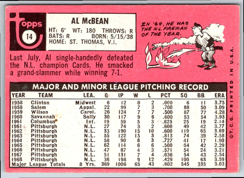 1969 Topps Al McBean