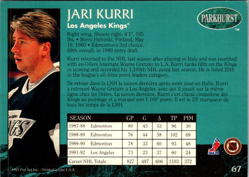 1992 Parkhurst French Jari Kurri