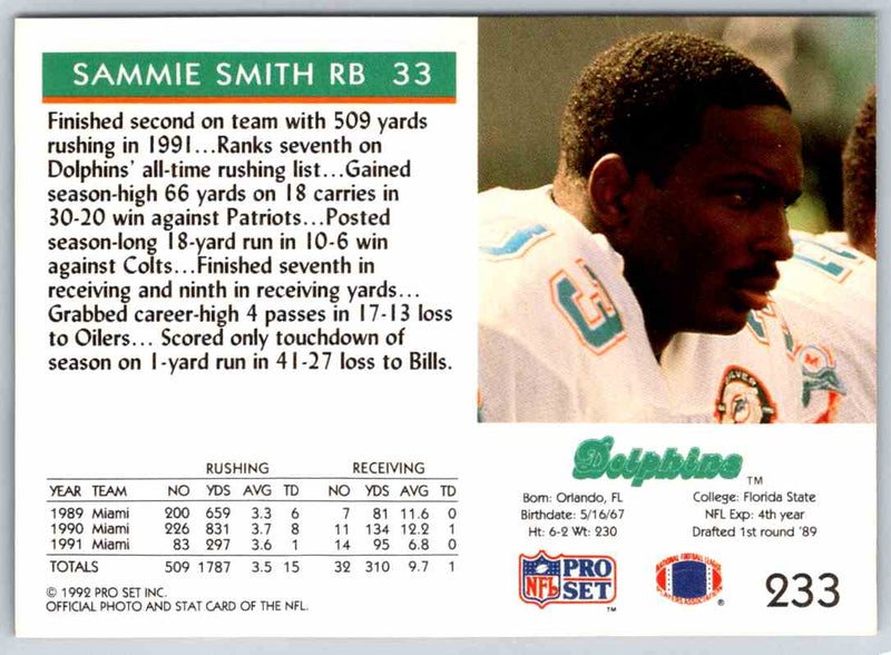 1992 Proset Sammie Smith