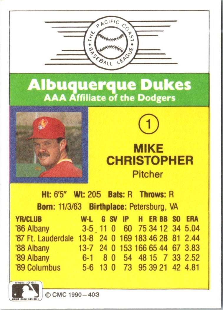 1990 CMC Albuquerque Dukes Mike Christopher