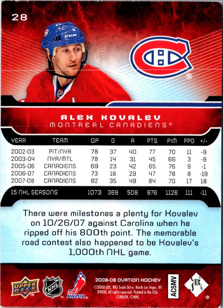 2008 McDonald's Upper Deck Alex Kovalev