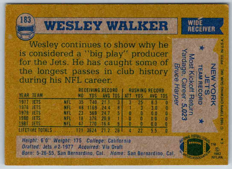1982 Topps Wesley Walker