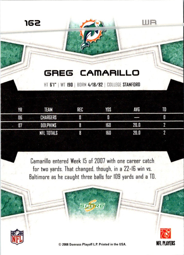 2008 Score Super Bowl XLIII Greg Camarillo