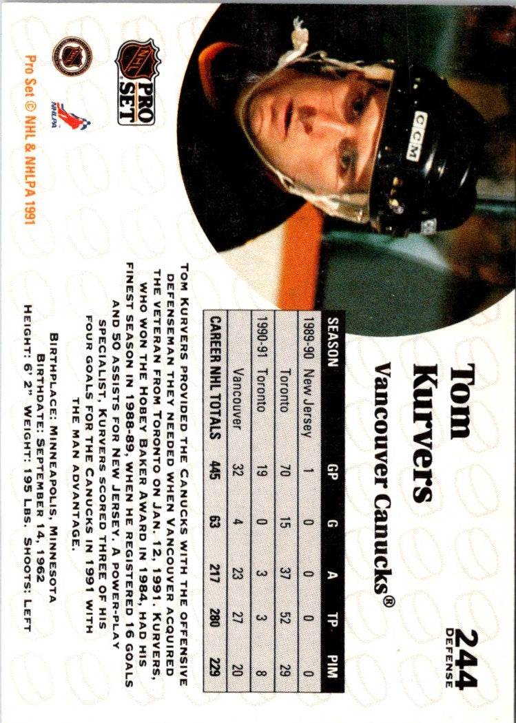 1991 Pro Set Tom Kurvers