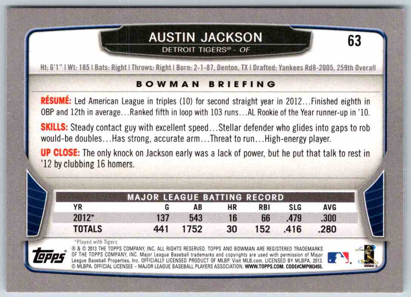 2013 Bowman Austin Jackson