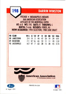 1991 Line Drive AAA Indianapolis Indians Ad Backs Darrin Winston