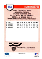 1991 Line Drive AAA Indianapolis Indians Ad Backs Darrin Winston #198