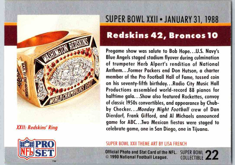 1990 Score Magic Motion Super Bowl Trivia Super Bowl Trivia