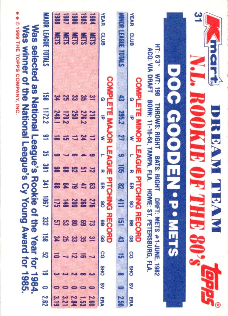 1989 Topps Kmart Dream Team Doc Gooden