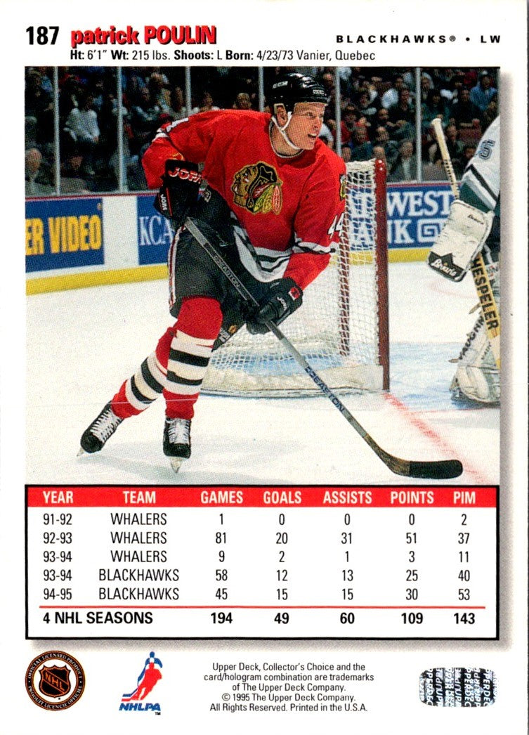 1995 Collector's Choice Player's Club Patrick Poulin