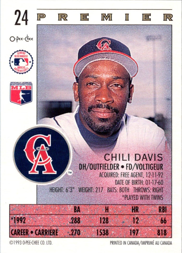 1993 O-Pee-Chee Premier Chili Davis