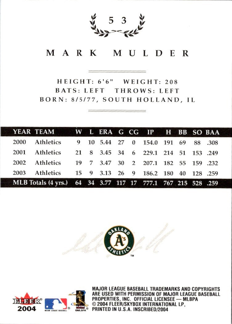 2004 Fleer InScribed Mark Mulder