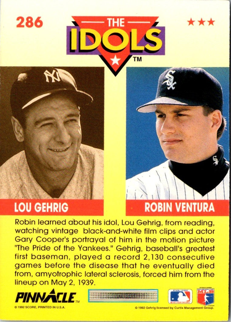 1992 Pinnacle Robin Ventura/Lou Gehrig