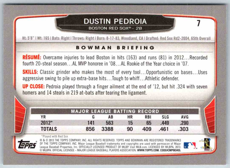 2013 Bowman Dustin Pedroia