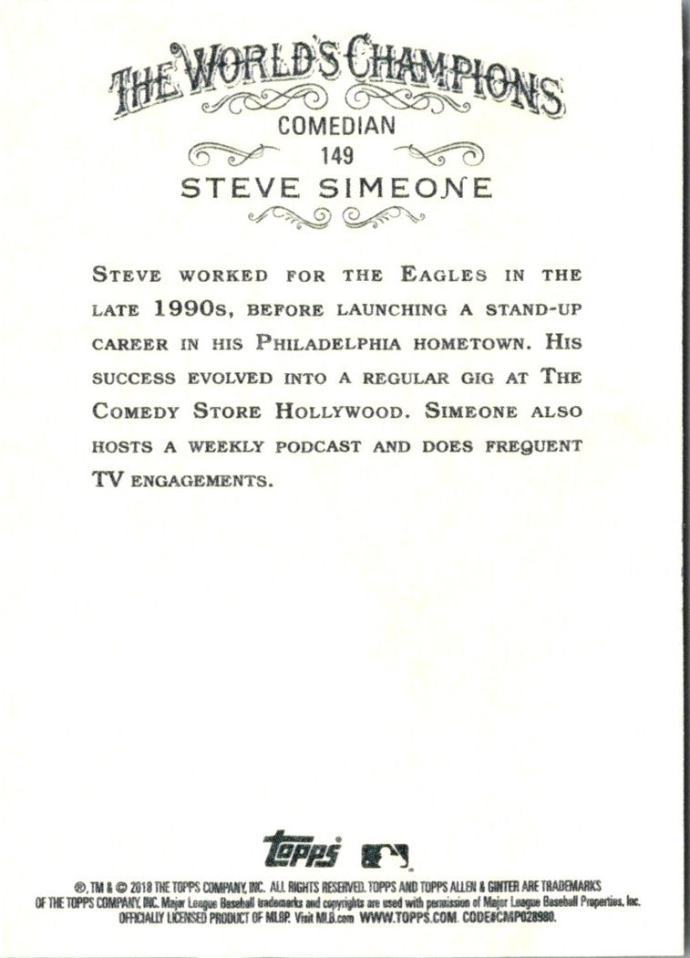 2018 Topps Allen & Ginter Steve Simeone